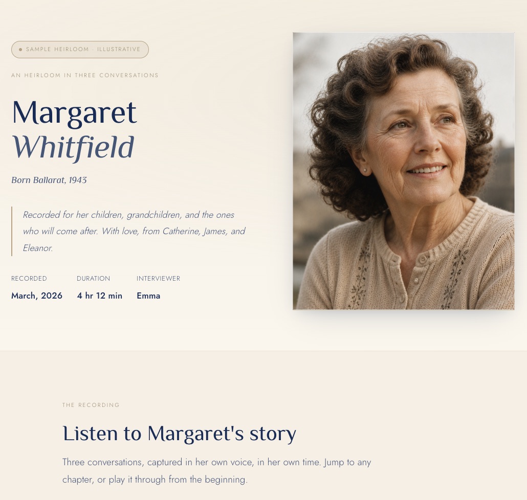 The private heirloom page Margaret Whitfield's family received
