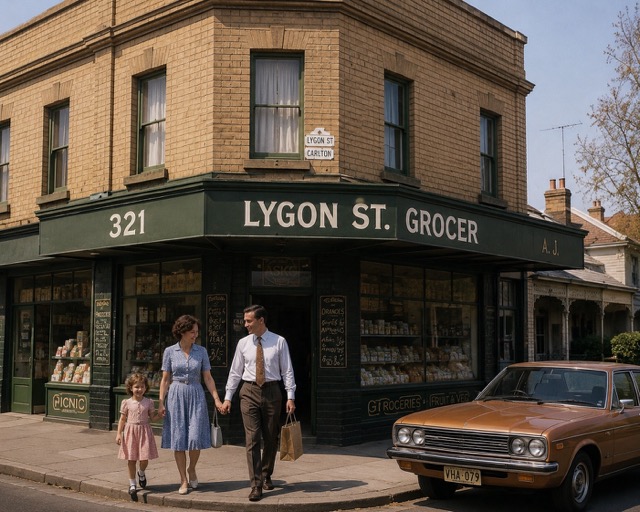 The shop on Lygon Street the year it opened, 1979