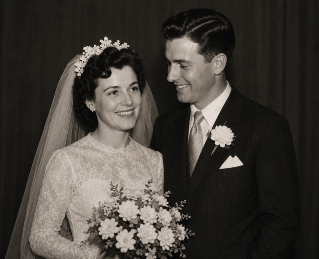 Margaret and Henry on their wedding day, Carlton, August 1967